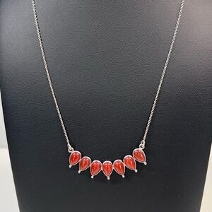 Sterling Silver Carnelian Bar Necklace